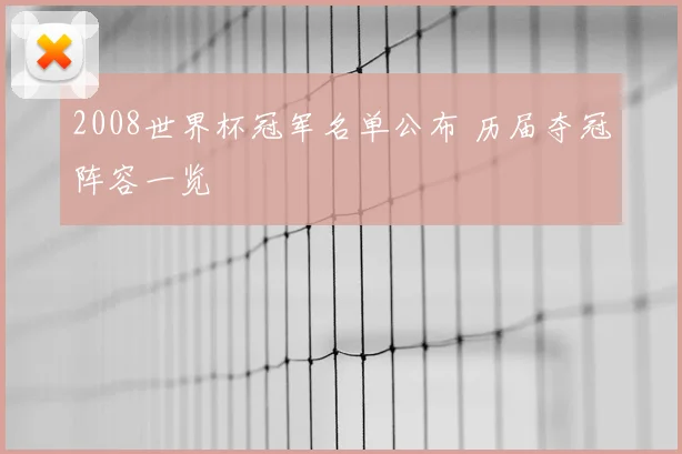 2008世界杯冠军名单公布 历届夺冠阵容一览
